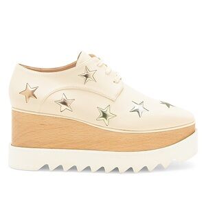 Stella McCartney Elyse White Star Platform Shoes New with Flaw